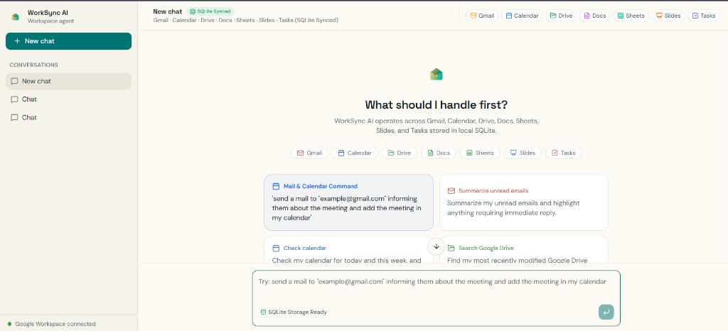 WorkSync AI - Workspace Agent Interface